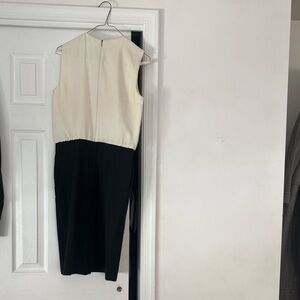 Boss Two-Tone Black and Cream Midi Dress